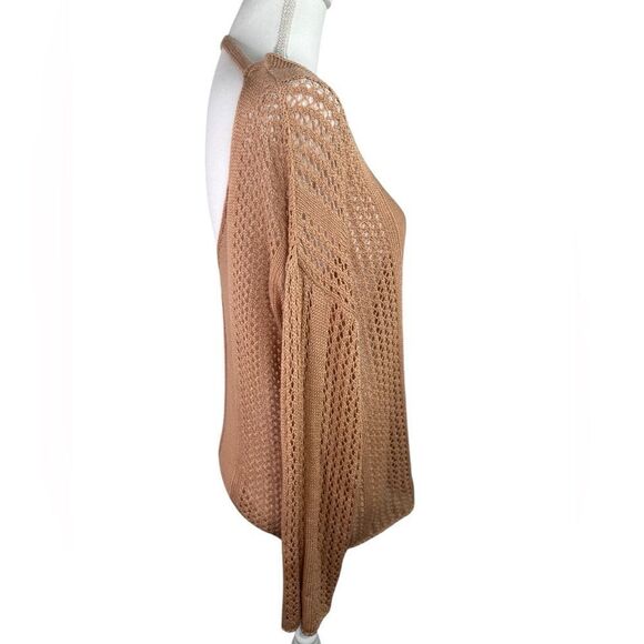 Polly Cooper Lightweight Open Back Chic Tan Knit Sweater Size S/M - Picture 5 of 12